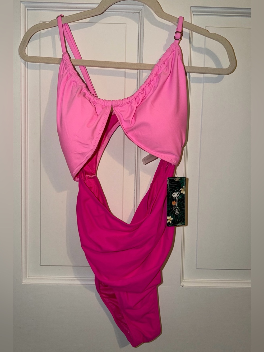bloom Hot Pink Two-Tone Cutout One-Piece Swimsuit